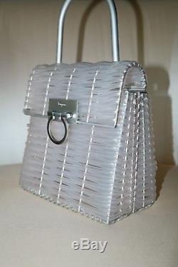 Vintage Salvatore Ferragamo Woven Plastic Gancini Handbag + Nickle Hardw