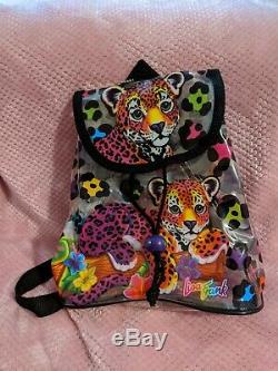 Vtg Lisa Frank Backpack Colorful Baby Leopard Clear Plastic Mini Tiger Cheetah