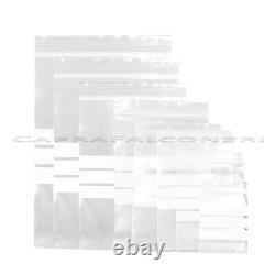 WRITE ON PANEL Self Resealable Clear Polythene Poly Plastic Zip Lock All Sizes