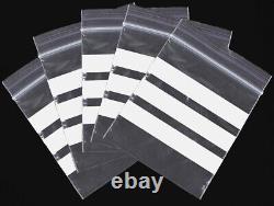 WRITE ON PANEL Strong Grip Seal Clear Plastic Resealable Bags All Sizes