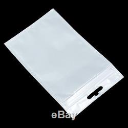 White Clear Zip Lock Hang Hole Plastic Bags Packaging Pouches Reclosable Jewelry