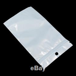 White Clear Zip Lock Hang Hole Plastic Bags Packaging Pouches Reclosable Jewelry