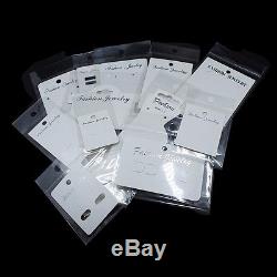 White Printed Jewelry Display Paper Card with Clear Plastic Packing Hanging Bags