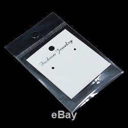 White Printed Jewelry Display Paper Card with Clear Plastic Packing Hanging Bags
