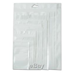 White Zip Lock Plastic Pouches Hang Hole Front Clear Electronic Accessories Bags
