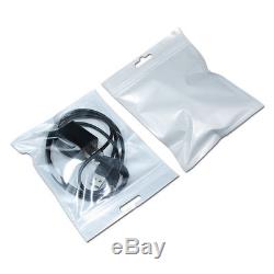White Zip Lock Plastic Pouches Hang Hole Front Clear Electronic Accessories Bags