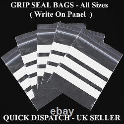 Write on Panel Grip seal plastic Clear bags All Sizes Cheapest Fastest Delivery