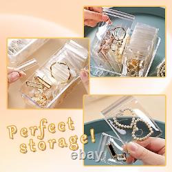 Xinjieda 120Pcs Jewelry Bags Clear Jewelry Pouches Clear Plastic Jewellery Bags