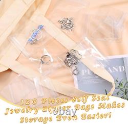 Xinjieda 120Pcs Jewelry Bags Clear Jewelry Pouches Clear Plastic Jewellery Bags