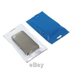 Zip Lock Blue Clear Plastic Bag Hang Hole Retail Packaging Pouch For Accessories