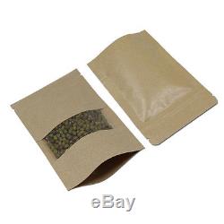 Ziplock Kraft Paper Stand Up Pouches Grip Seal Food Packaging Bag Plastic Window