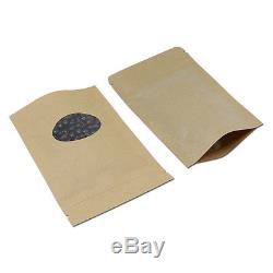 Ziplock Kraft Paper Stand Up Pouches Grip Seal Food Packaging Bag Plastic Window