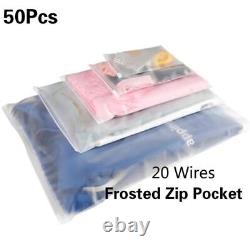 Ziplock Slide Travel Cosmetic Packing Pouch Plastic Storage Bag Matte Clear 50Pc
